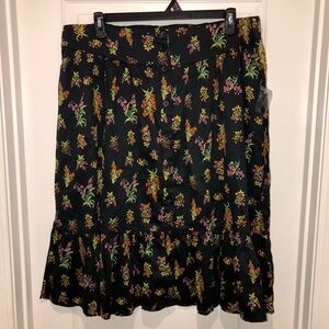 New ModCloth Women’s Black Floral Button Front Detail Pull On Skirt sz 2X